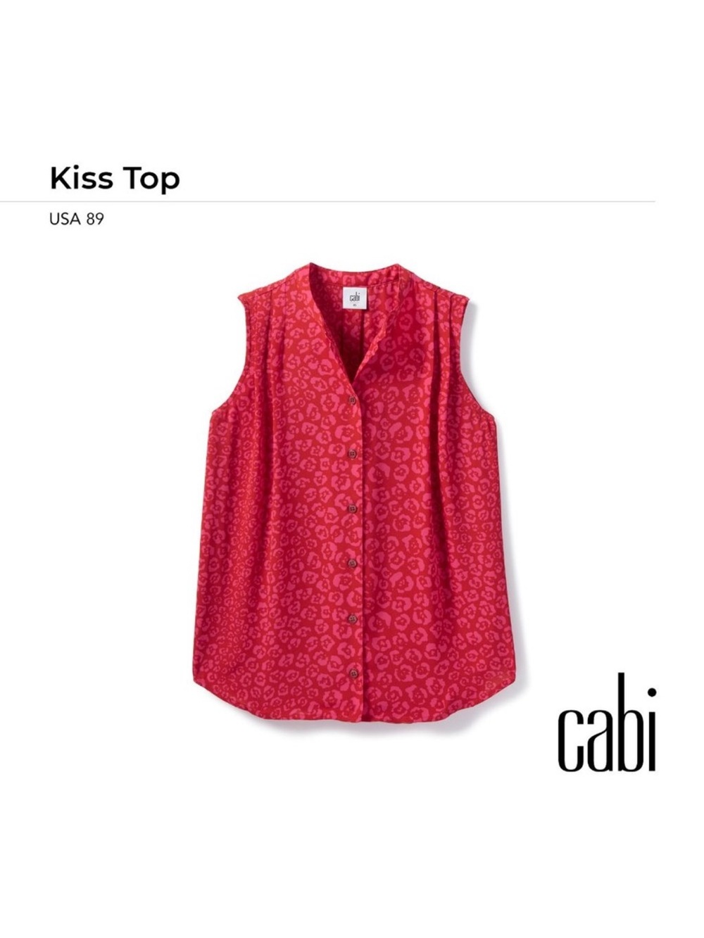 Cabi Kiss Top 4554 Sleeveless Button Front in Pink and Red M